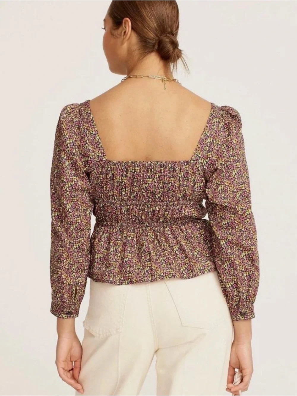 J Crew Purple Liberty Floral Square-Neck Smocked Peplum Top 4 Busy Izzy Purple